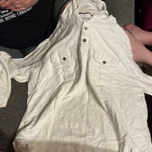 Mens White Hooded Top